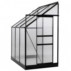 25 Sq. Ft. Aluminium Lean-To Greenhouse with Sliding Door & Roof Vent - 6 x 4 x 7 in.   